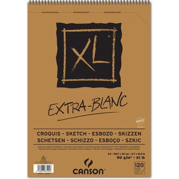 Альбом для пастели и угля XL 90 г/м², A3 29.7х42 см, на спирали 120 л, Canson C200787501