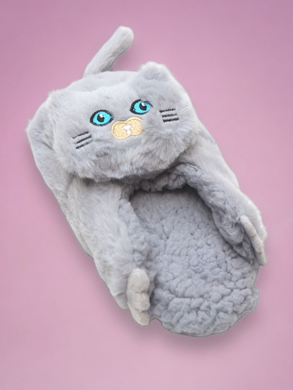 Тапочки детские Лиана, кигуруми Котики, темно-серый, 10-12 лет 21-22,5 см