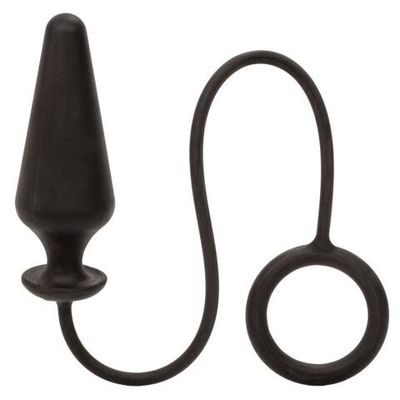 Черное эрекционное кольцо с анальной пробкой Dr. Joel Kaplan Silicone Probe & Ring (Цвет: черный)