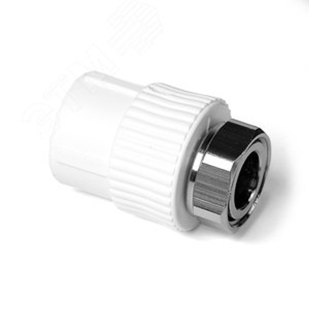 Муфта комбинированная 20x1/2' ВР, накидная гайка, полипропиленовая PPR белая