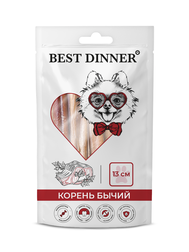 Лакомство сухое Best Dinner для собак Бычий корень 13 см 50 +/-5г. Лакомство сухое Best Dinner для собак Бычий корень 13 см 50 +/-5г.