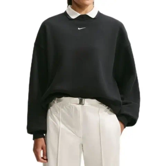 Женская Кофта теннисная Nike Studio Fleece Medium Weight Oversized Crew - black/white