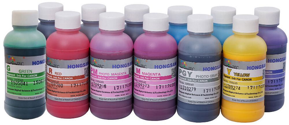 Чернила DCTec — HONGSAM пигментные для Canon серия: 193540 Набор 12 цветов (iPF6300, iPF8400) по 200мл.