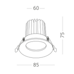 Светильник встраиваемый LED 10W 3000K 900Lm Ra>90 38° IP20 D85xH75 170-240V