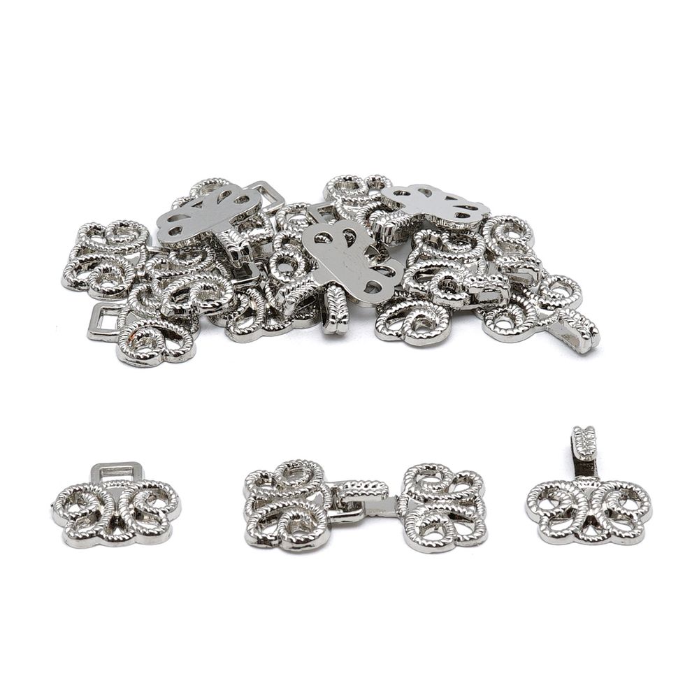 Крючки пришивные декоративные 25х14 мм, nickel, 10 шт