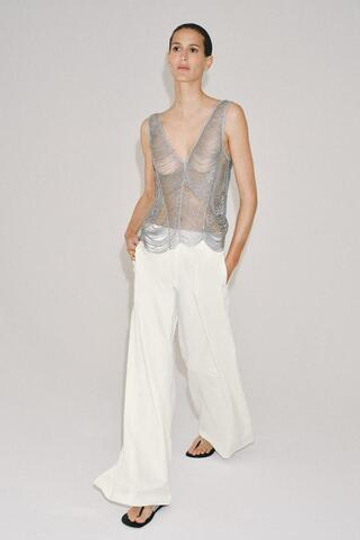 ZARA БРЮКИ WIDE-LEG С ЗАЩИПАМИ — ZW COLLECTION, БЕЛЫЙ