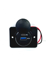 0303 / Встраиваемая розетка USB+Type-C BGT с двумя гнездами и возможностью крепления, TG (1 шт.)