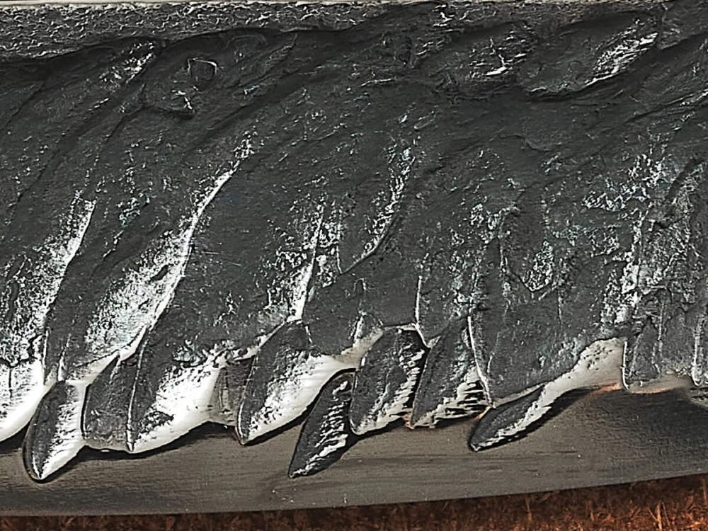 Якутский нож "Амга", сталь Х12МФ, рукоять черный мореный граб / рисунок