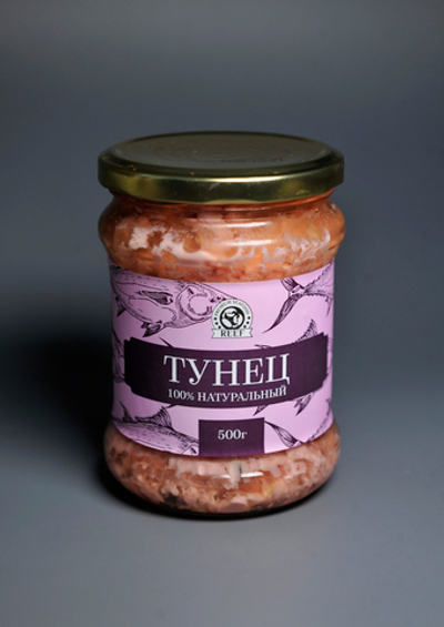 Тунец натуральный в собственном соку, 500 гр.