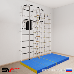 Шведская стенка Sv Sport 57540 (Турник стандарт/Брусья/Канат/Лестница/Мат 2м/Канатный лаз)