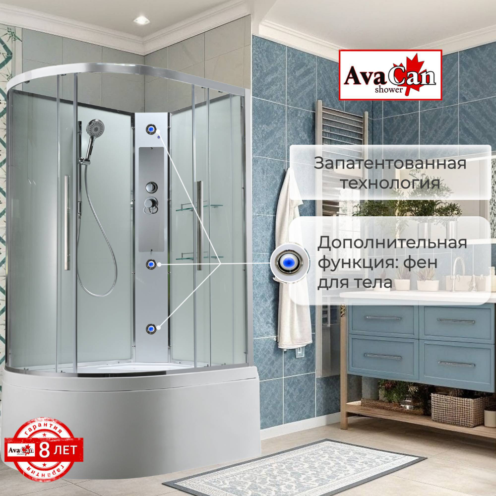 Душевая кабина AvaCan EM5811RNT без крыши прозрачная