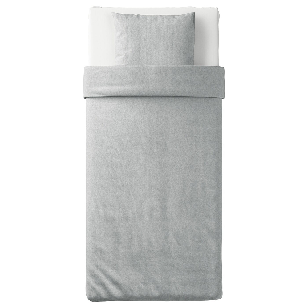 IKEA SPJUTVIAL  (ИКЕА СПЙУТВИАЛ)  -  Пододеяльник и наволочка, светло-серый/меланж, 150x200/50x60 см