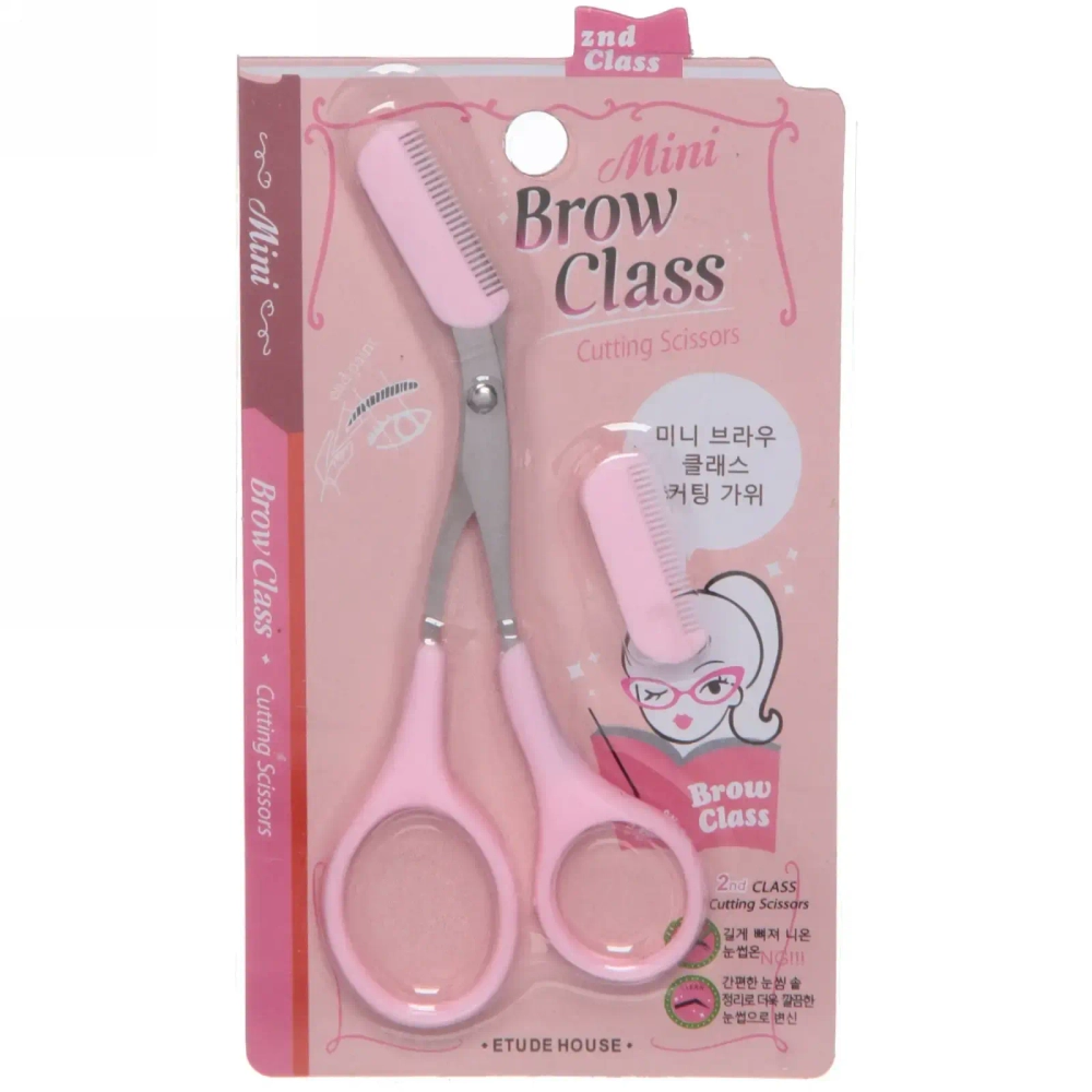 Ножницы с расчёской для коррекции бровей «Eyebrows», цвет розовый, 13*5,3см