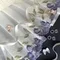Вышивка на сетке молочная/васильки (правая) 24 см
