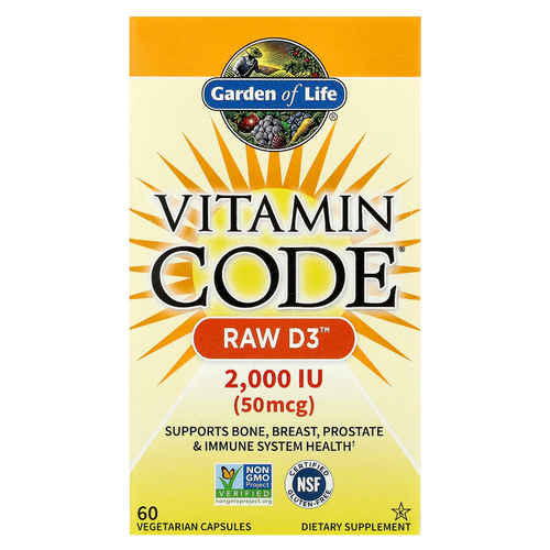 Garden of Life, Vitamin Code®, RAW D3 ™, 60 вегетарианских капсул