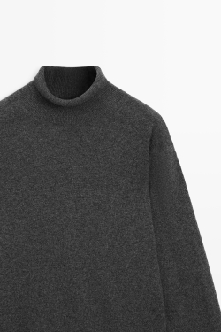 Massimo Dutti Свитер из 100% кашемира с высоким воротником, антрацитово-серый