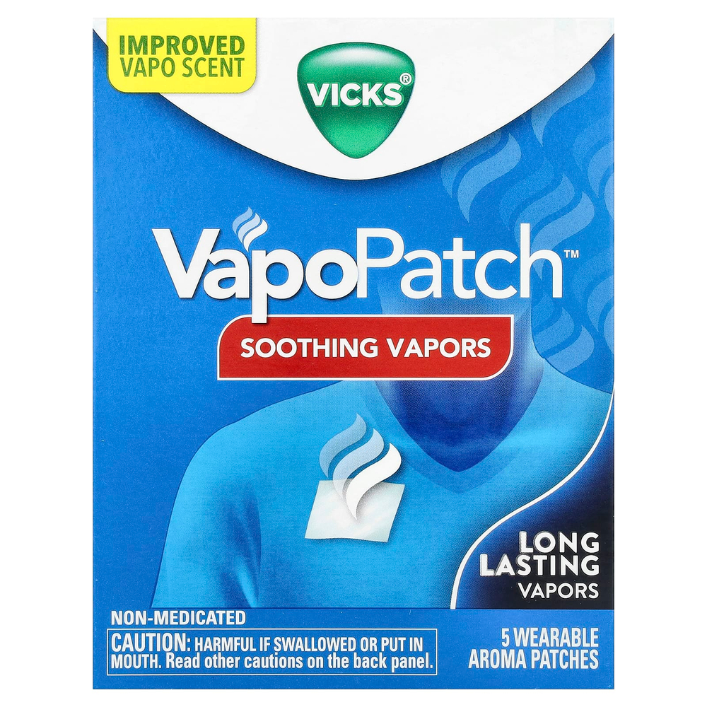 Vicks, VapoPatch ™, успокаивающий пар, 5 ароматизаторов, пригодных для ношения