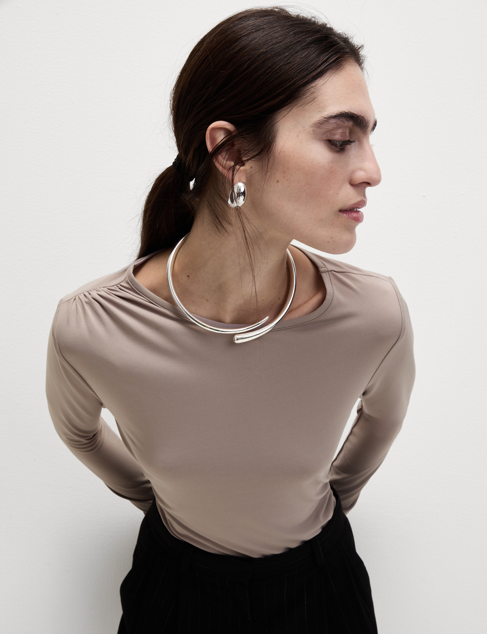 Блузка с длинными рукавами прямого кроя T43003825 - Marks & Spencer