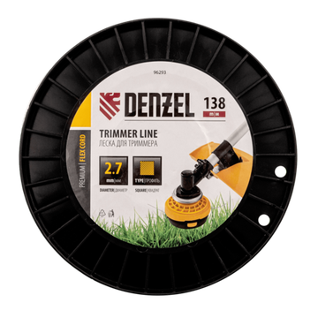 Леска для триммера квадрат, 2,7м х 138м, на DIN катушке FLEX CORD Denzel 96293