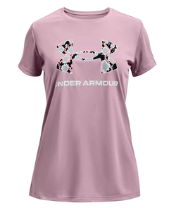 Футболка для девочки теннисная Under Armour Girls' UA Tech Big Logo Short Sleeve - mauve pink/white
