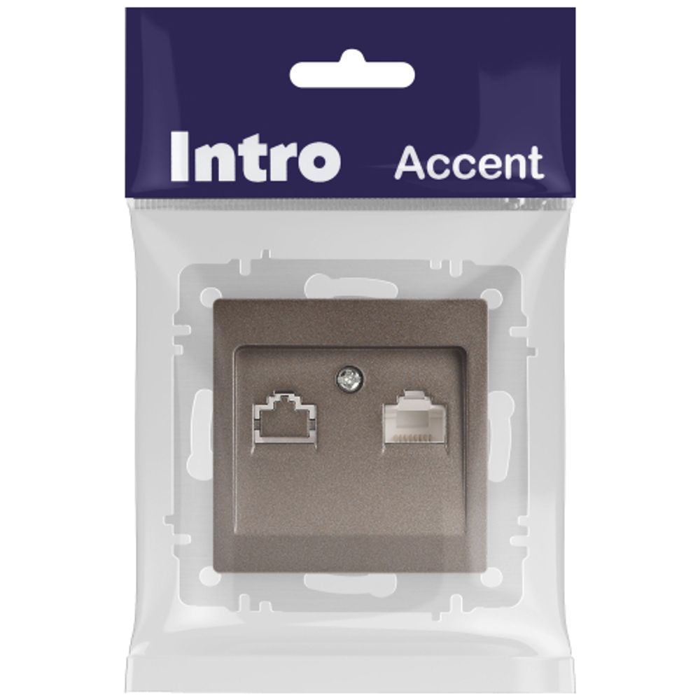 Розетка Intro Accent 6-303-08 информационная RJ45 IP20 СУ бронза | Intro