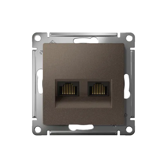 Розетка компьютерная RJ45 + RJ45 Cat 5e Systeme Electric AtlasDesign Мокко ATN000685