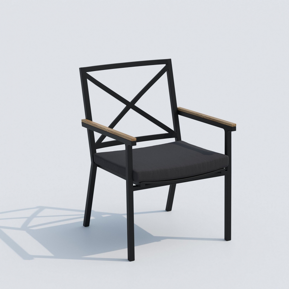 Обеденная группа Ideal Patio КАНА  ФЕСТА  каркас карбон, стол стекло 180, ткань антрацит