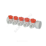 Коллектор PP-R белый Дн 40х20 на 4 выхода с кранами VALFEX 101134004