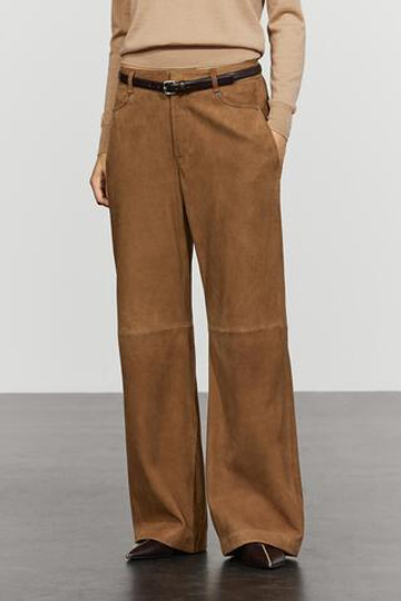 Massimo Dutti Брюки из замшевой кожи, светло-коричневый