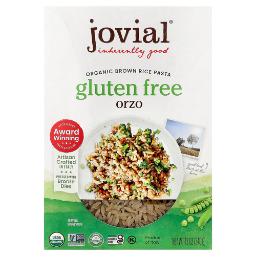 Jovial, органическая паста из коричневого риса, орзо, 340 г (12 унций)