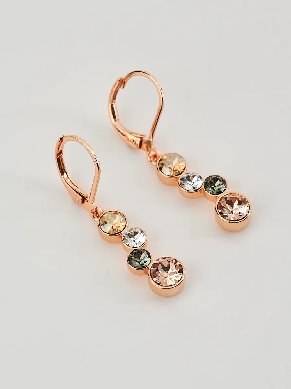 Серьги-подвески Эльза с кристаллами Swarovski шампань