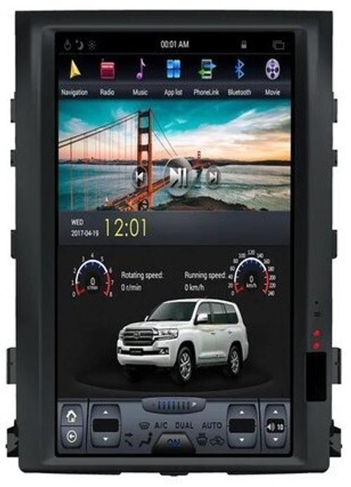Магнитола для Toyota Land Cruiser 200 2007-2015 (экран климата внизу) - Kuberg ZF-1806L-Q6 вертикальный экран в стиле "Тесла" на Android 11, CarPlay, 4G SIM-слот