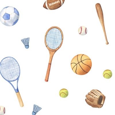 Спортивный инвентарь на белом / Sports equipment on white