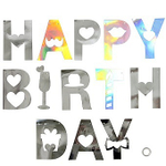 Гирлянда Happy Birthday (резные сердца), Серебро, Металлик, 200 см.