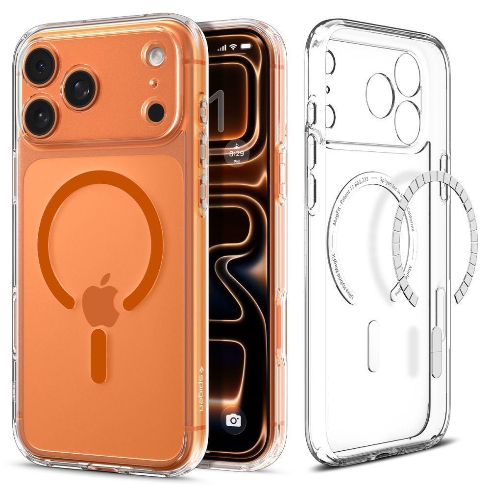 Чехол Spigen Ultra Hybrid Magsafe для iPhone 17 Pro, clear orange