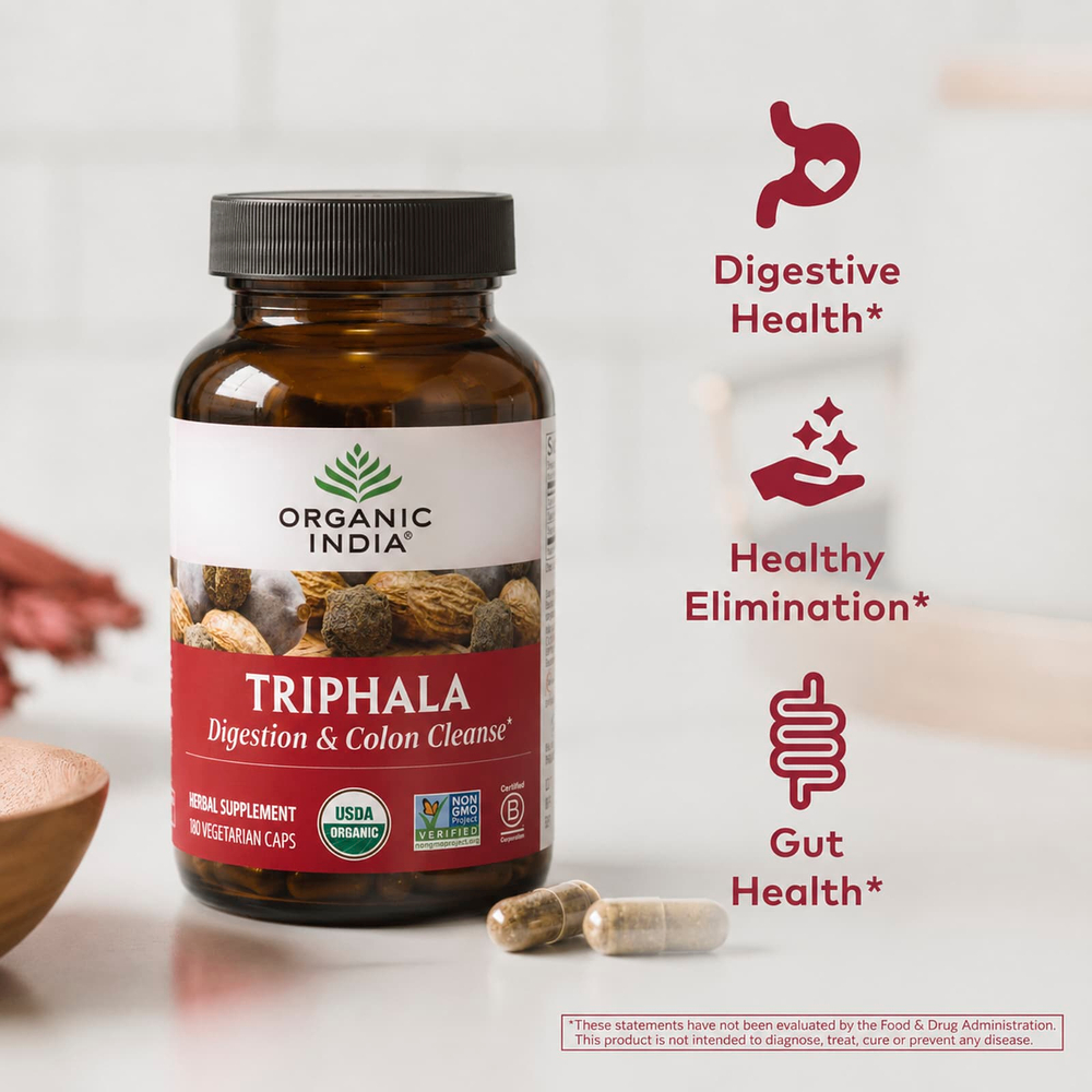 Organic India, Трифала, 180 вегетарианских капсул