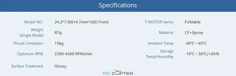 Пропеллер карбоновый складной FA 24.2x7.9 T-Motor (пара)