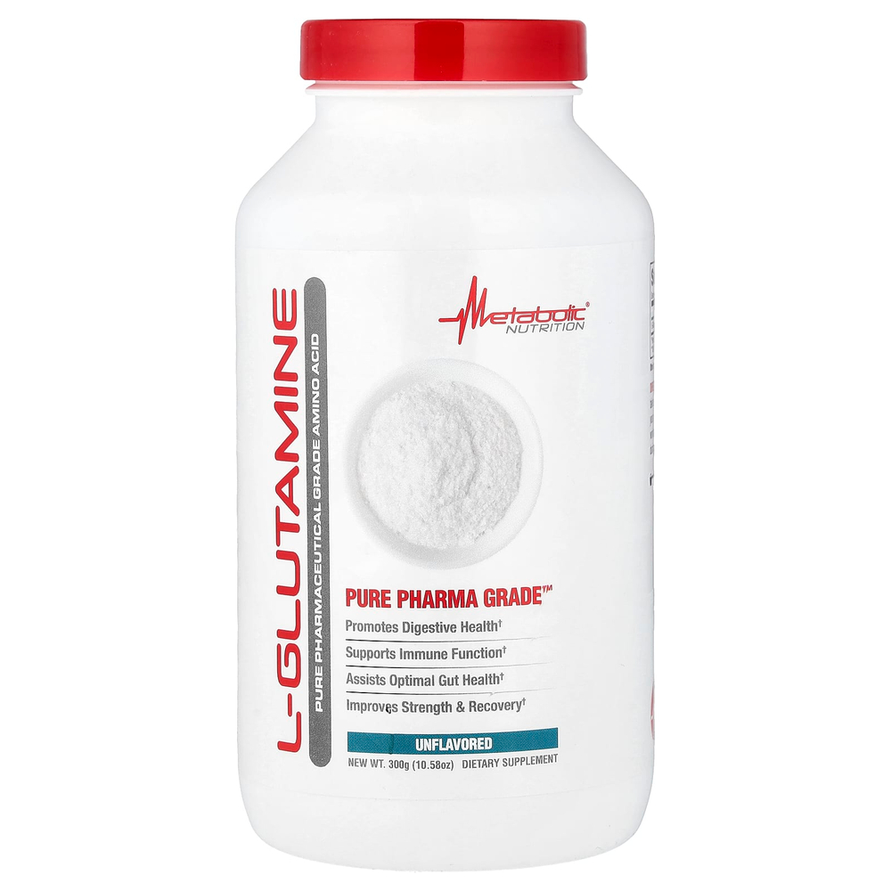 Metabolic Nutrition, L-глютамин, без добавок, 300 г (10,58 унции)
