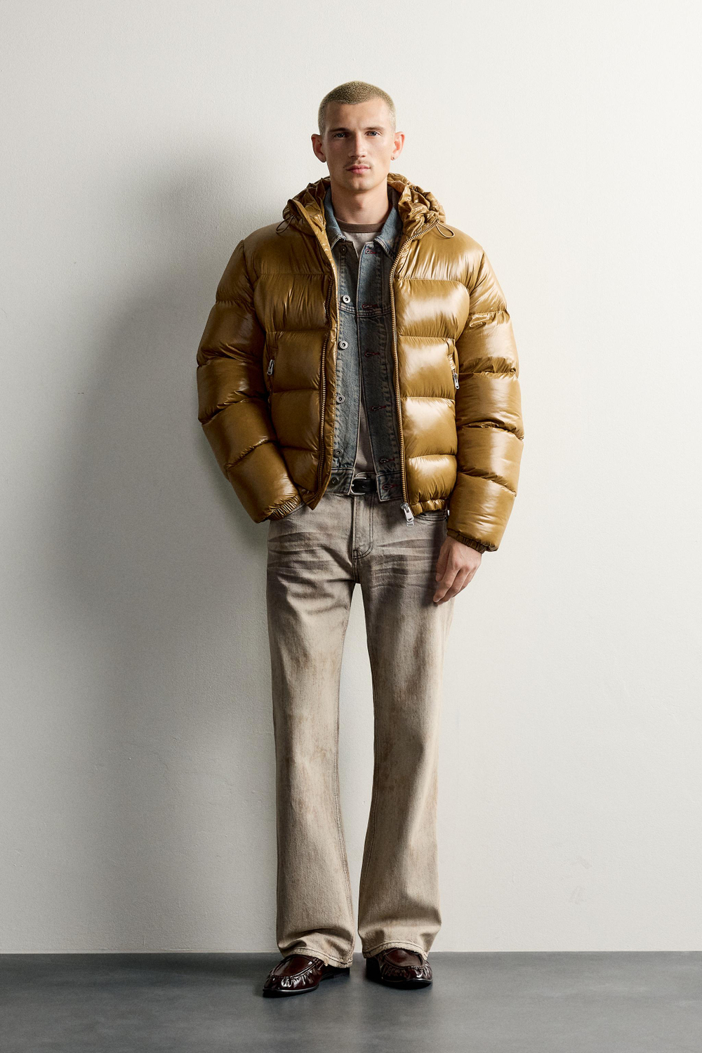 ZARA ПУХОВИК 80/20 WATER REPELLENT, ГОРЧИЧНЫЙ