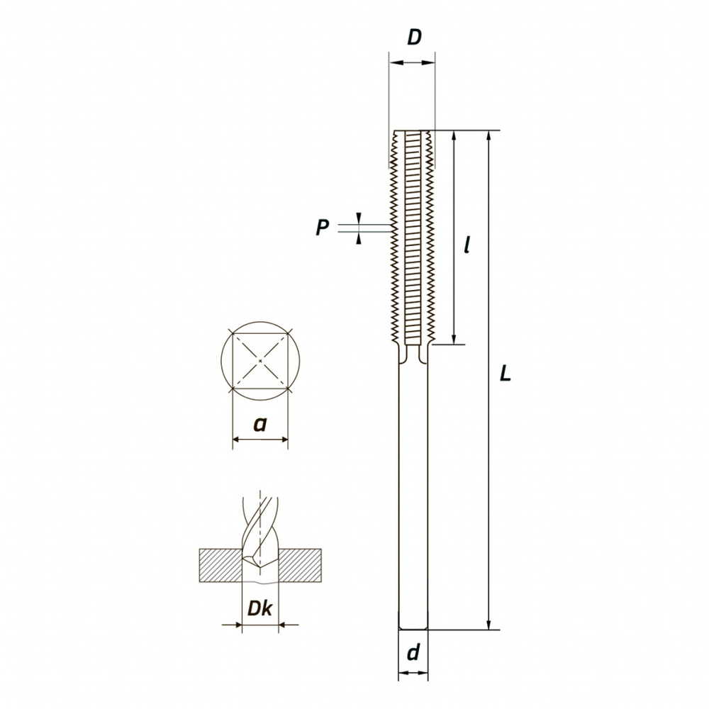 Метчик гаечный М12х1,75 (HSS-Е + TICN-С) M35, GH6