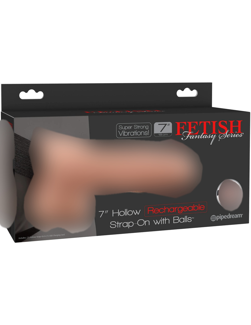 Страпон Fetish Fantasy Series 7" Hollow Strap-On - Flesh/Black Pipedream 339121PD
