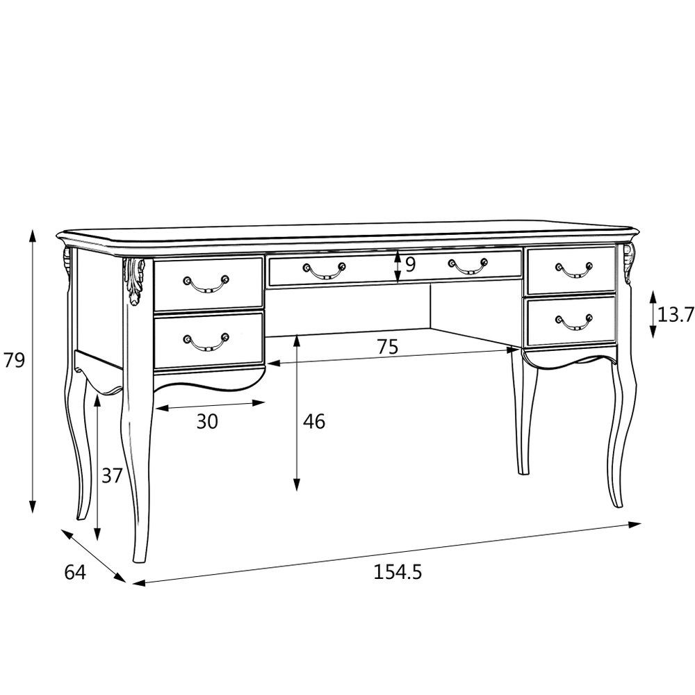 Кабинетный стол широкий R111L.1S