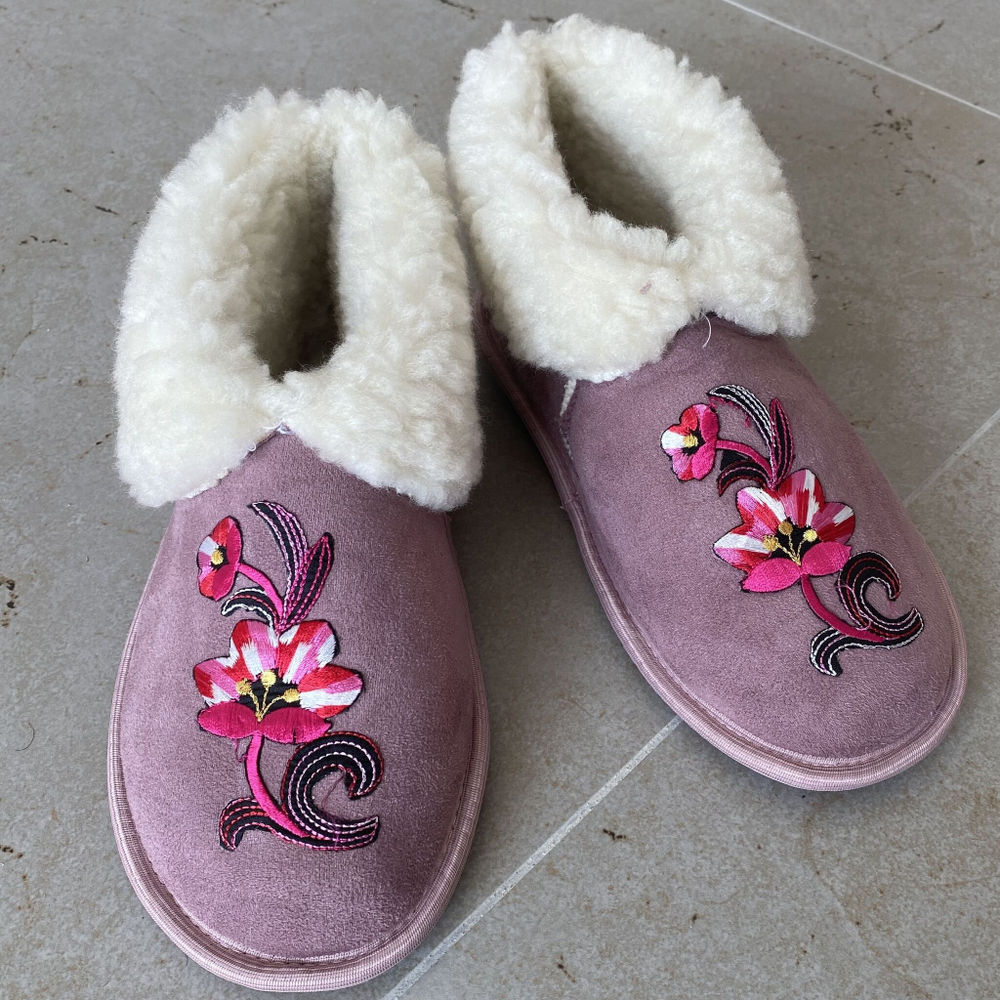 Чуни домашние меховые женские. Серый