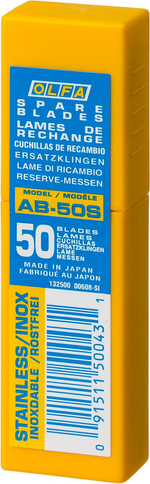 OLFA 9 х 80 х 0.38 мм, 50 шт, сегментированные лезвия (OL-AB-50S)