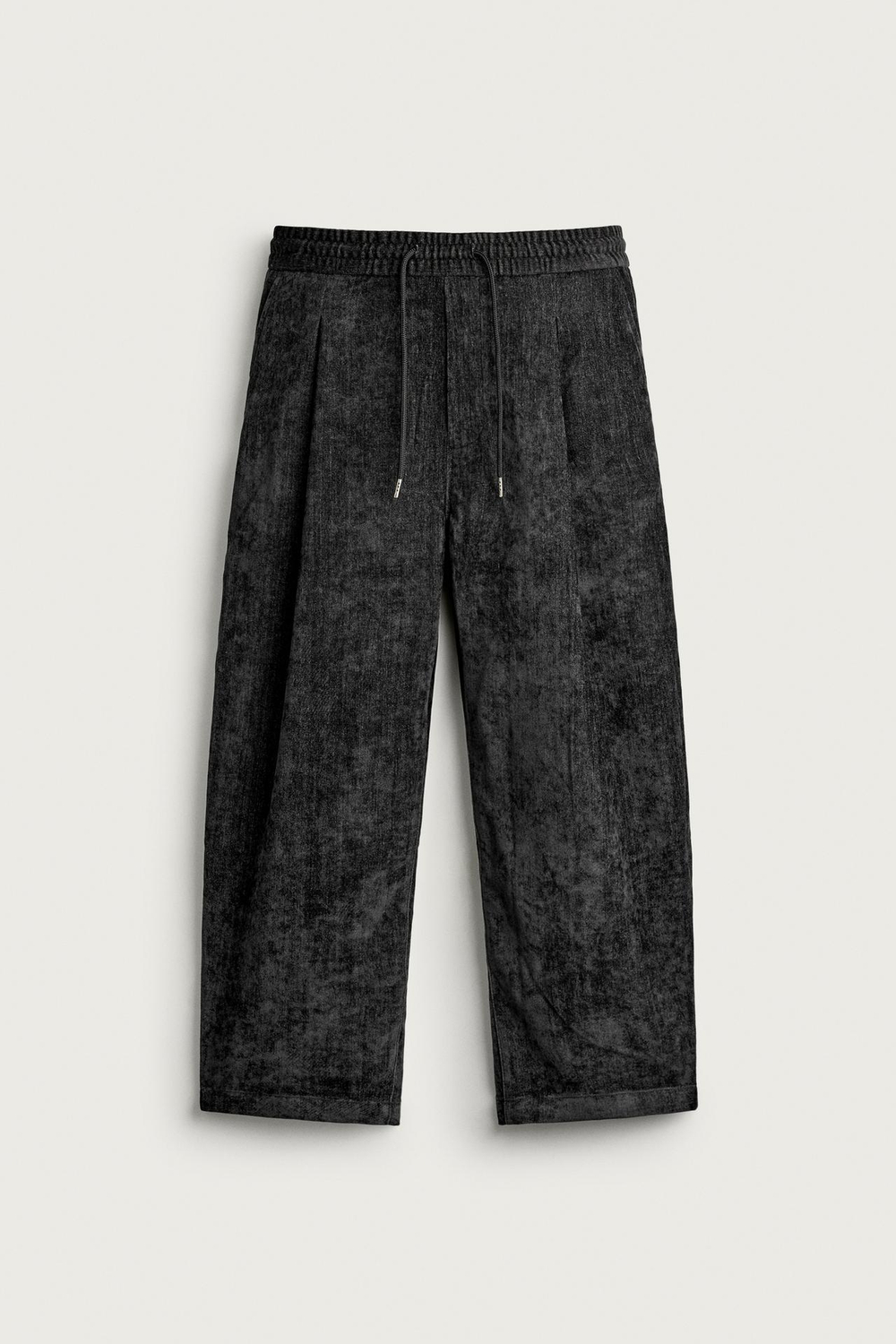 ZARA БРЮКИ SOFT С ЭФФЕКТОМ НЕРАВНОМЕРНОЙ СТИРКИ, ЧЕРНЫЙ/ЭКРЮ