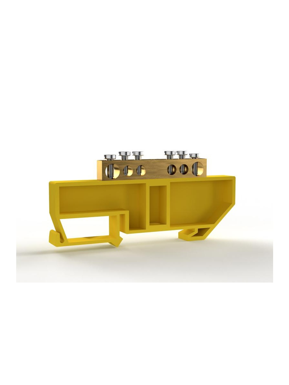 Шина PE "земля" на DIN-изоляторе 6х9мм 6 отвер. латунь TOKOV ELECTRIC TKE-BCB-69-6-DIN/PE