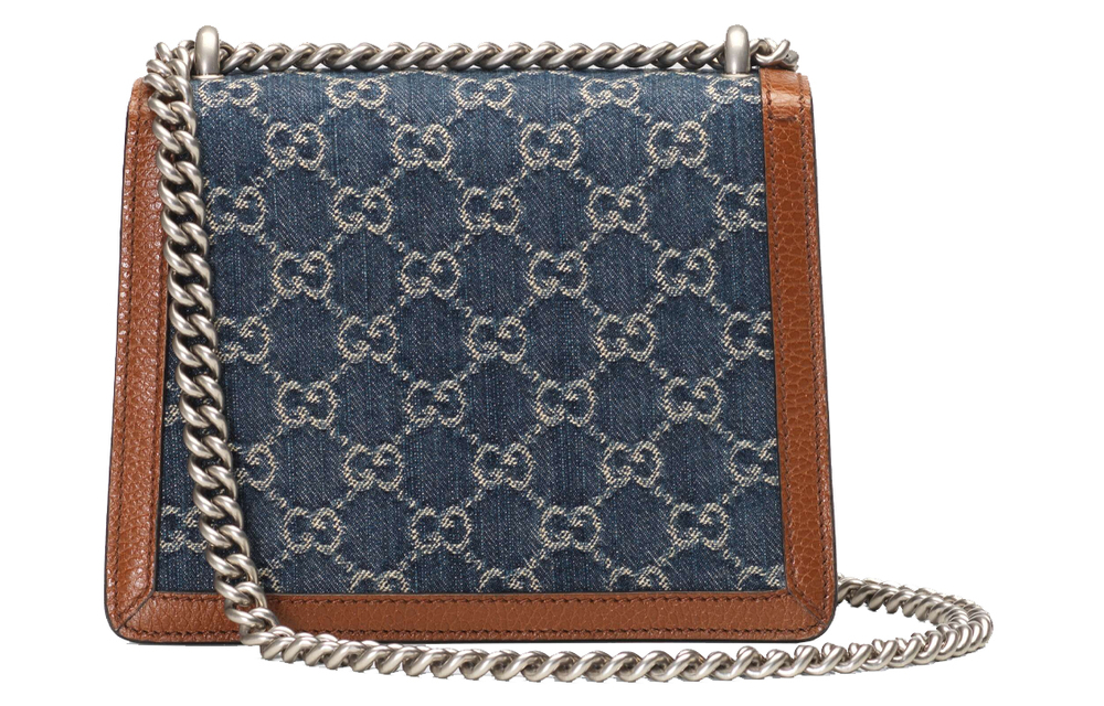 GUCCI Dionysus Denim With Leather Trim Crossbody Bag, Shoulder Bag Women"s Gray & Blue & Brown