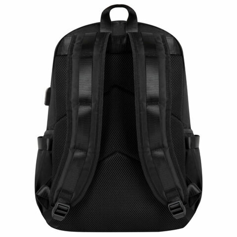 Рюкзак BRAUBERG FUSION универсальный, USB-порт, черный с белыми вставками, 45х31х15 см, 271657