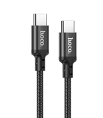 Usb Кабель-зарядка Type-C на Type-C Hoco X14 Double 3A 60W 1м в тканевой оплетке черный