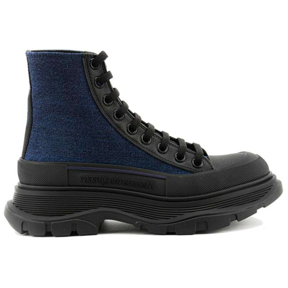 Alexander McQueen Tread Slick Short Stylish Skateboarding Shoes Women"s Blue Black